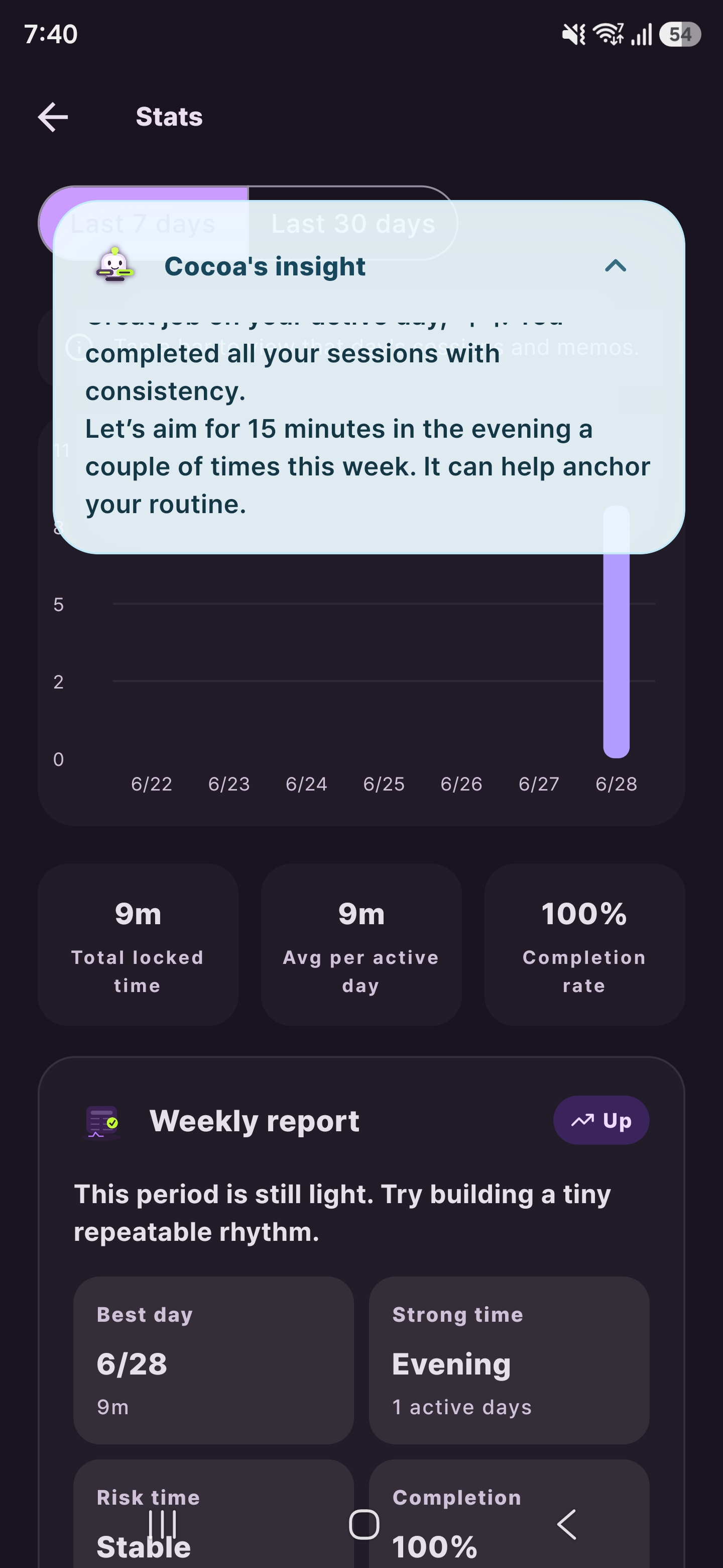 Buddy Run stats insight screen